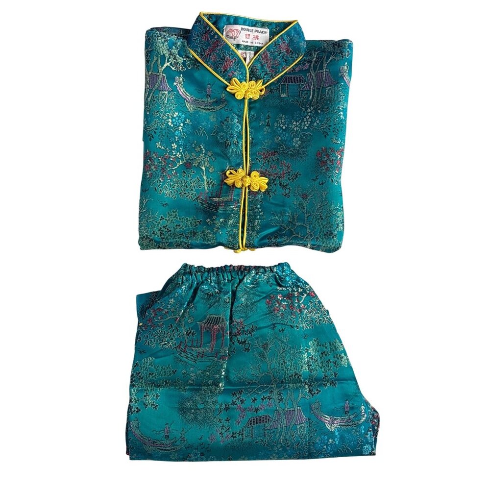 Vintage Kids Traditional Chinese Silk Outfit With Intricate Brocade Fabric Flora